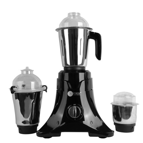 AFRA Japan Heavy-Duty Mixer Grinder, 3 in 1, Black Gloss Finish, Stainless Steel Jars & Blades, Total Jar Capacity 2900ml, 750W, 18000 RPM Motor, G-Mark, ESMA, RoHS, and CB Certified, 2 Years Warranty