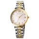 AFRA Luna Ladies' Watch, Gold and Silver Metal Alloy Case, White Mop Dial, Silver and Gold Bracelet Strap with Latch, Water Resistant 30m