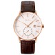 AFRA Radius Gentleman’s Watch, Lightweight Rose Gold Metal Case, Brown Leather Strap, White Dial, Water Resistant 30m